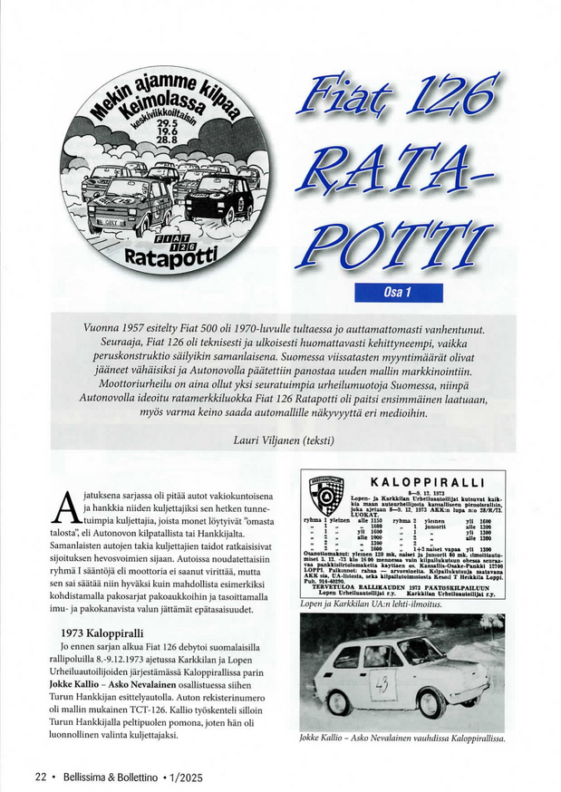 GFF Fiat 126 Ratapotti -osa 1 - Bellissima & Bollettino 2025-1